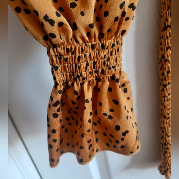 O. Vianca long sleeve leopard print scrunched dress - Picture 5 of 7